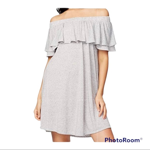 RACHEL Rachel Roy Off Shoulder Flounce Dress Grey Small. - Picture 4 of 12
